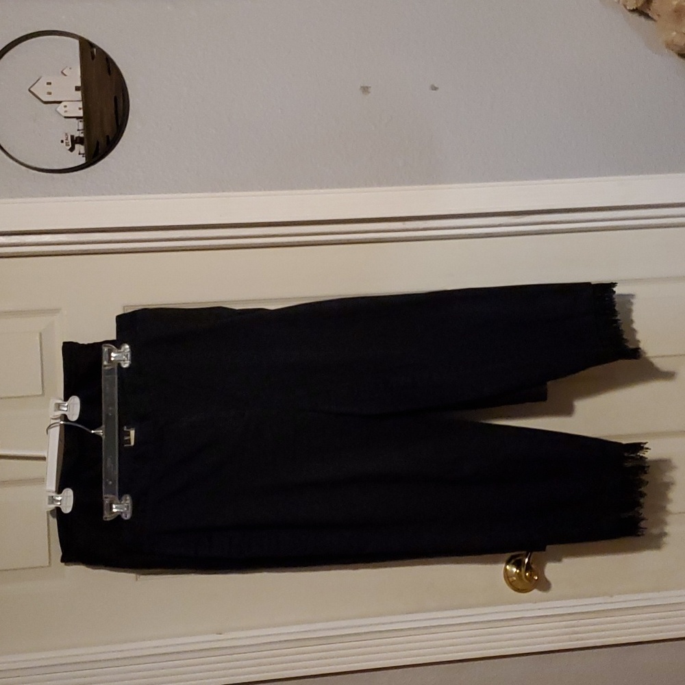 2 Dressy Capris; #1 INC Black w/Beaded Fringe & #2 Robbie Bee Black Silk Sz 14
